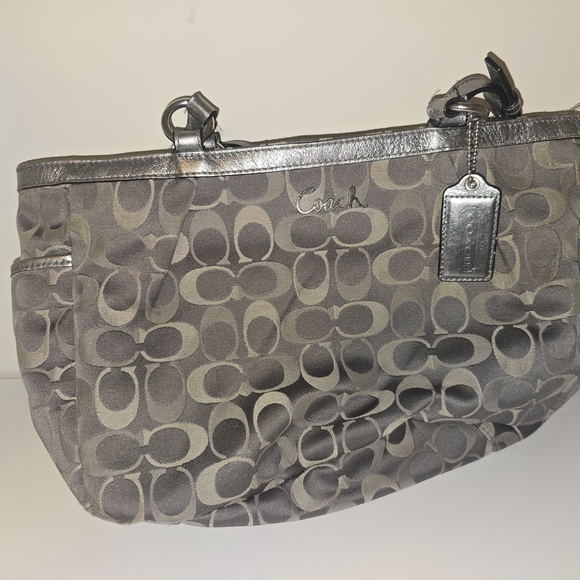Coach Metallic Gray Signature Shoulder Bag - Picture 1 of 3